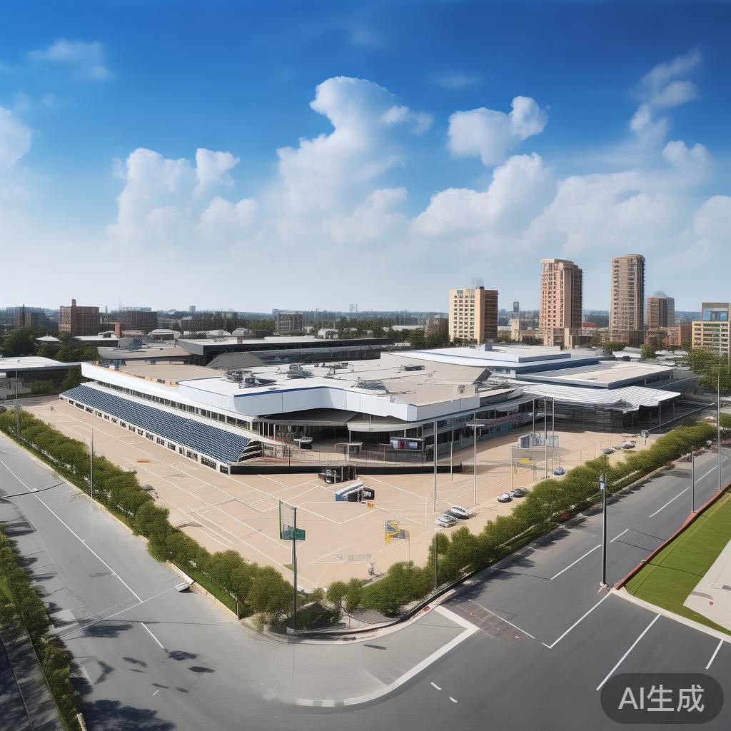 具体来说，智博体育馆坐落在市中心繁华区的中心地段，